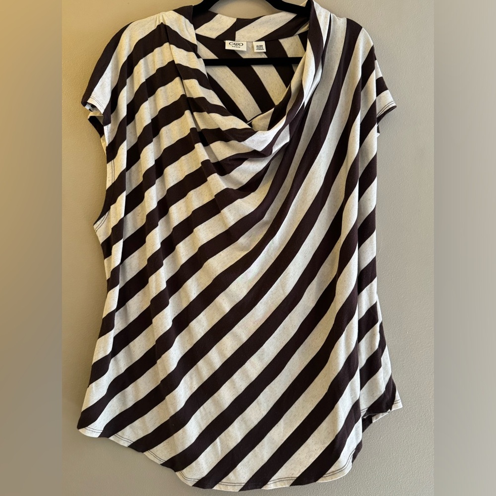 Cato Black and White Striped Top
